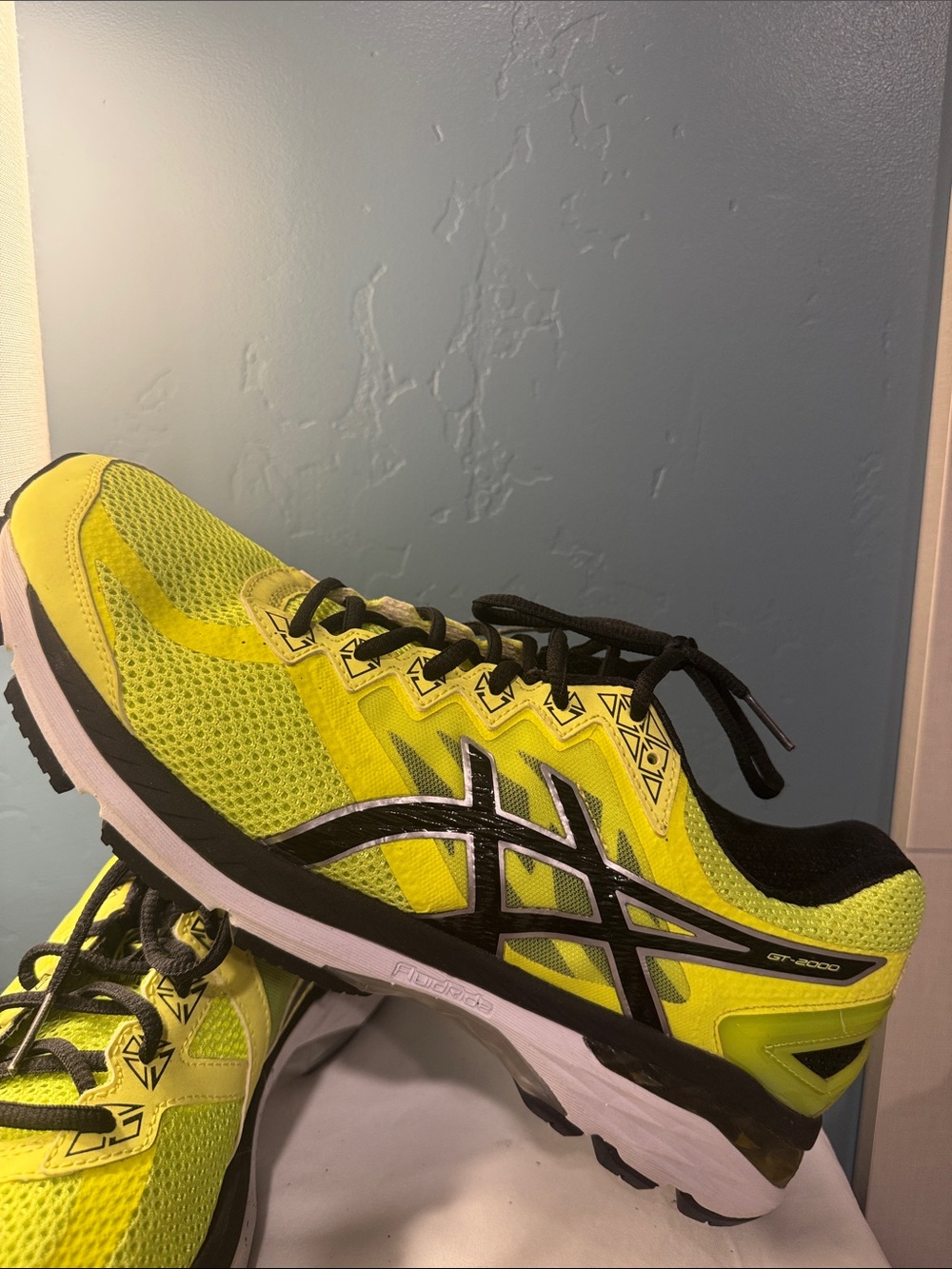 Asics Neon Yellow and Black Running Shoes (Pair)